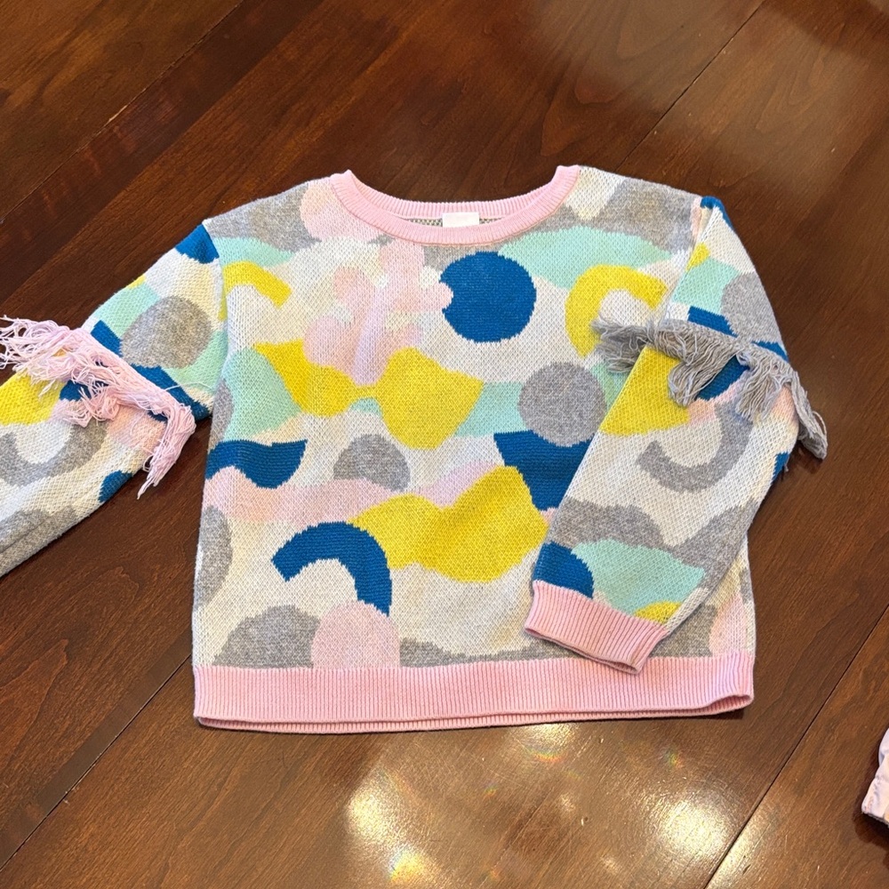 Vibrant Patterned Kids Sweater with Fringe